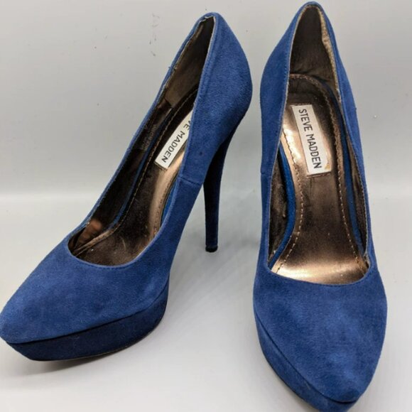 Steve Madden Blue Suede Heels - Picture 1 of 2